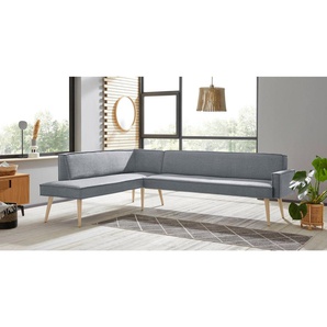 exxpo - sofa fashion Eckbank Lungo, moderne Kedernaht, bequem und elegant, hoher Holzfuß, hochwertige Detailverarbeitung, frei im Raum stellbar