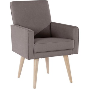 exxpo - sofa fashion Sessel Lungo, Loungesessel mit moderner Kedernaht, bequem und elegant, Breite 64 cm, hoher Holzfuß
