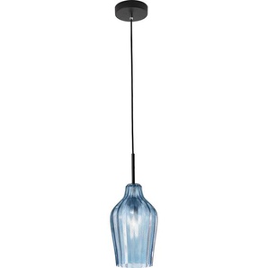 Fabas Luce Pendelleuchte Stintino, Schwarz, Blau, Glas, Metall, orientalisch,orientalisch, 200 cm, ISO 9001, höhenverstellbar, Lampen & Leuchten, Innenbeleuchtung, Hängelampen, Pendelleuchten