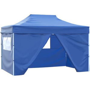 Faltzelt Pop-Up mit 4 Seitenteilen 3x4,5 m Blau