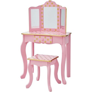 Fantasy Fields Kinder Schminktisch mit Spiegel und Hocker Frisiertisch Rosa/Gold TD-11670L - Pink / Rotgold