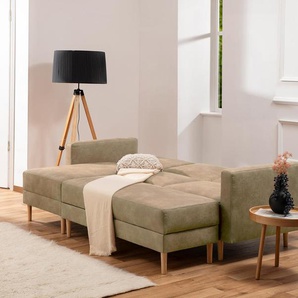 Federkern-Eckschlafsofa »Just More« mit Stauraumbank - naturfarben -