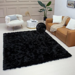 Fellteppich HOME AFFAIRE Dena, Hochflor Teppiche, kuschelig weich Teppiche Gr. B: 180cm, 60mm, L: 230cm, schwarz Fellteppich Kunstfell, Uni-Farben, Wohnzimmer, Schlafzimmer, Esszimmer