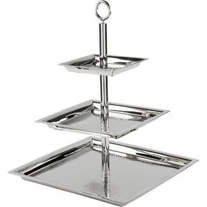 Fink Etagere NAGANO, mit feiner Hammerschlagstruktur, Edelstahl, (1-tlg), mit 3 Etagen, quadratisch