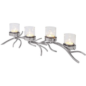 Fink Teelichthalter RAMUS, 4-flammig, Adventsleuchter, mit bruchsicherem Glas, Kerzenhalter für 4 Kerzen