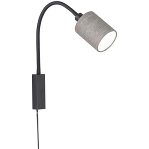 Fischer & Honsel Wandleuchte, Grau, Metall, Textil, 53 cm, Schnurschalter, Lampen & Leuchten, Innenbeleuchtung, Wandleuchten, Wandlampen Mit Schalter