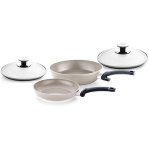 Fissler Pfannenset Ceratal, Greige, Metall, 4-teilig, 3,2 l, 34.5x22.5x52 cm, antihaftbeschichtet, Kochen, Pfannen, Pfannensets