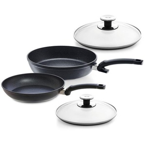 Fissler Pfannenset Adamant, Schwarz, Metall, 2-teilig, kratzfest, antihaftbeschichtet, Kochen, Pfannen, Pfannensets