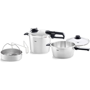 Fissler Schnellkochtopf Fissler Vitavit® premium Schnellkochtopf-Set, 5-teilig, Edelstahl 18/10 (5-tlg), Verriegelungsanzeige, Einstellbares Abdampfen, Einstellbare Kochstufen