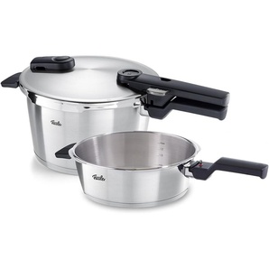 Fissler Schnellkochtopf Vitaquick® Premium, Edelstahl 18/10 (Set, 2-tlg., Schnellkochtopf 4,5 l + Schnellbratpfanne 2,5 l), Premium Qualität – Made in Germany