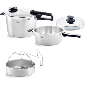 Fissler Schnellkochtopf Vitavit® Premium, Edelstahl 18/10 (Set, 2-tlg., Schnellkochtopf 8,0 l + Schnellbratpfanne 4,0 l + Zusatzdeckel), Premium Qualität – Made in Germany