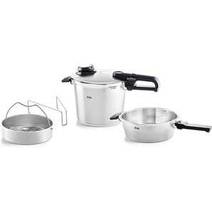 Fissler Schnellkochtopf Vitavit® premium Edelstahl Schnellkochtopf-Set 4-teilig, Edelstahl 18/10 (4-tlg), Verriegelungsanzeige, Einstellbares Abdampfen, Einstellbare Kochstufen