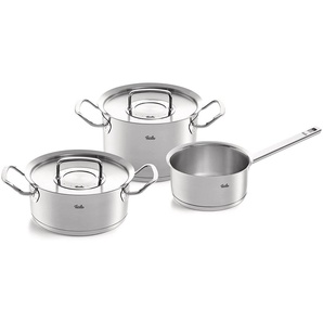 Fissler Topf-Set ORIGINAL-PROFI COLLECTION® Edelstahl-Topfset, Edelstahl 18/10 (1-tlg., 1x Bratentopf Ø 20 cm, 1x Kochtopf Ø 20 cm, 1x Kasserolle Ø 16 cm), mit breitem Schüttrand, Kaltmetallgriffen. Made in Germany