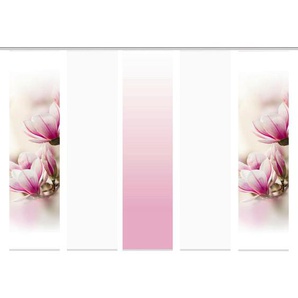 Flächenvorhang, Rosa, Textil, Blume, 60x245 cm, mit Paneelwagen, Metallabschlussleisten, Wohntextilien, Gardinen & Vorhänge, Schiebegardinen