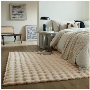 FLAIR RUGS Hochflor-Teppich Waffle Faux Fur, rechteckig, Höhe: 35 mm, Waffelmuster, waschbarer Kunstpelzteppich