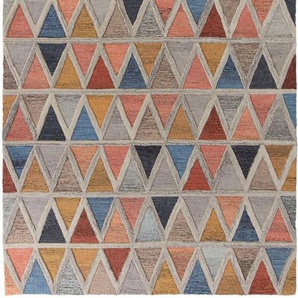 FLAIR RUGS Wollteppich Moretz, rechteckig, Höhe: 10 mm, 100% Wolle, geometrisches Muster, mehrfarbig, fußbodenheizungsgeeignet