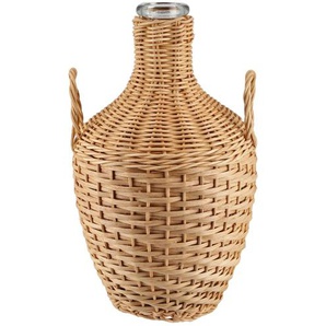 Flaschenvase - braun - Glas, Rattan - 26,5 cm - [20.0] | Möbel Kraft