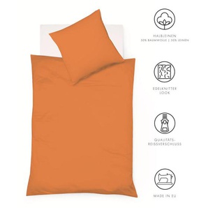 Fleuresse Bettwäsche Provence, Orange, Textil, Uni, 240x220 cm, schadstoffgeprüft, bügelleicht, hautfreundlich, atmungsaktiv, pflegeleicht, Schlaftextilien, Bettwäsche, Bettwäsche