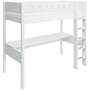 Flexa Hochbett White, Weiß, Holz, Buche,Kiefer, Schichtholz,massiv, Höhe ca. 22 cm, 90x200 cm, Fsc, Lattenrost, Kinder- & Jugendzimmer, Kindermöbel, Kinderbetten, Hochbetten