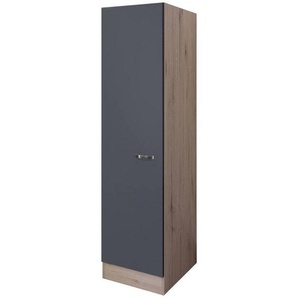 FlexWell Geschirrschrank, Eiche San Remo, Dunkelgrau, Metall, 3 Fächer, 50x200x57 cm, Made in Germany, individuell planbar, Küchen, Küchenmöbel, Küchenschränke, Geräteumbauschränke