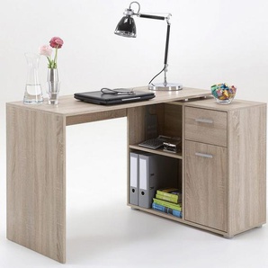 FMD Eckschreibtisch AUGSBURG, Schreibtisch / Sideboard mit Stauraum, drehbar, Breite 117/148 cm