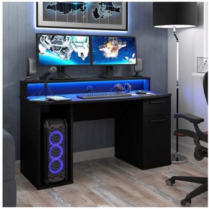 FORTE Gamingtisch Ayo, mit LED-RGB Beleuchtung, moderner Schreibtisch, Breite 140 cm
