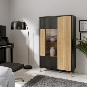 FORTE Highboard Fixsmile, moderes Highboard, Glastüre, Softclose, Strukturfront