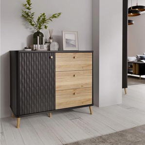 FORTE Sideboard Fixsmile, modernes Sideboard, SoftClose, Echtholz Beine und Griffe