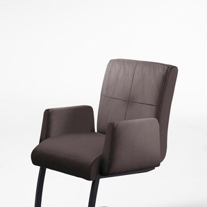 Freischwinger EXXPO - SOFA FASHION Affogato Stühle Gr. B/H/T: 59 cm x 87 cm x 69 cm, Kunstleder SOFTLUX, Metall, braun (schoko, schoko) Freischwinger mit Armlehne