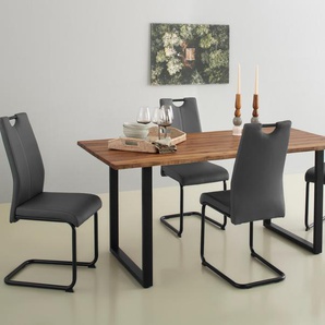 Freischwinger HOME AFFAIRE CORA, grau (grau, schwarz), B:44cm T:58cm, 100% Polyester, Stühle, Tragegriff in schwarz