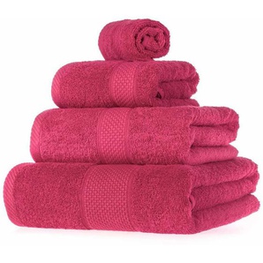 Frottee Handtuch Set 4tlg 100% Baumwolle pink - Homescapes