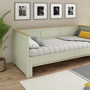 Funktionsbett LÜTTENHÜTT  ERIK  TOPSELLER Daybed, Gästebett, Kinderbett, Massivholz (Kiefer), grün (olive), kein Härtegrad, Daybetten, 2. Schlafplatz ausziehbar, moderner Landhausstil, Schublade optional, Topseller