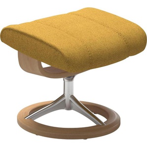 Fußhocker STRESSLESS Consul Hocker Gr. B/H/T: 54cm x 41cm x 39cm, ROHLEDER Stoff Q2 FARON, Signature Base Eiche, gelb (yellow q2 faron) mit Signature Base, Gestell Eiche