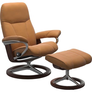 Fußhocker STRESSLESS Consul Hocker Gr. Maße B/H/T, Material Bezug, Material Gestell, braun (new caramel) mit Signature Base, Gestell Braun