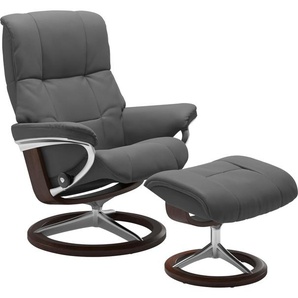 Fußhocker STRESSLESS Mayfair Hocker Gr. B/H/T: 55cm x 41cm x 39cm, Leder BATICK, Signature Base Braun, grau (grey batick) mit Signature Base, Gestell Braun