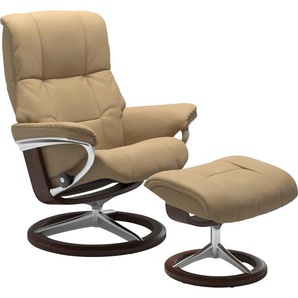 Fußhocker STRESSLESS Mayfair Hocker Gr. B/H/T: 55cm x 41cm x 39cm, Leder PALOMA, Signature Base Braun, beige (sand paloma) mit Signature Base, Gestell Braun