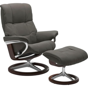 Fußhocker STRESSLESS Mayfair Hocker Gr. B/H/T: 55cm x 41cm x 39cm, Leder PALOMA, Signature Base Braun, grau (metal grey paloma) mit Signature Base, Gestell Braun