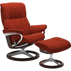 Fußhocker STRESSLESS Mayfair Hocker Gr. B/H/T: 55cm x 41cm x 39cm, ROHLEDER Stoff Q2 FARON, Signature Base Braun, rot (rust q2 faron) mit Signature Base, Gestell Braun