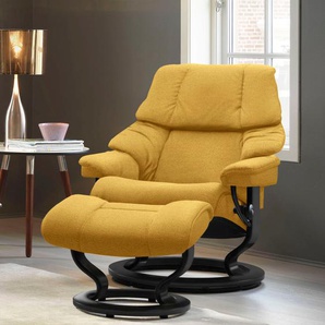 Fußhocker STRESSLESS Reno Hocker Gr. B/H/T: 55cm x 40cm x 41cm, ROHLEDER Stoff Q2 FARON, Classic Base Schwarz, gelb (yellow q2 faron) mit Classic Base, Gestell Schwarz