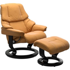 Fußhocker STRESSLESS Reno Hocker Gr. Gr. B/H/T, Material Bezug, Material Gestell, gelb (honey) mit Classic Base, Gestell Schwarz