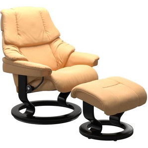 Fußhocker STRESSLESS Reno Hocker Gr. Gr. B/H/T, Material Bezug, Material Gestell, gelb mit Classic Base, Gestell Schwarz