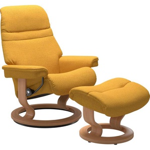 Fußhocker STRESSLESS Sunrise Hocker Gr. B/H/T: 57cm x 39cm x 40cm, ROHLEDER Stoff Q2 FARON, gelb (yellow q2 faron) mit Classic Base, Gestell Eiche