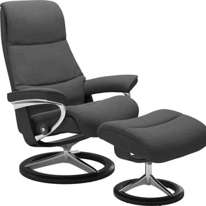 Fußhocker STRESSLESS View Hocker Gr. B/H/T: 57cm x 43cm x 47cm, ROHLEDER Stoff Q2 FARON, Cross Base Schwarz, grau (dark grey q2 faron) Fußhocker mit Signature Base,Gestell Schwarz