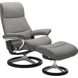 Fußhocker STRESSLESS View Hocker Gr. B/H/T: 57cm x 43cm x 47cm, ROHLEDER Stoff Q2 FARON, Cross Base Schwarz, grau (grey q2 faron) Fußhocker mit Signature Base,Gestell Schwarz