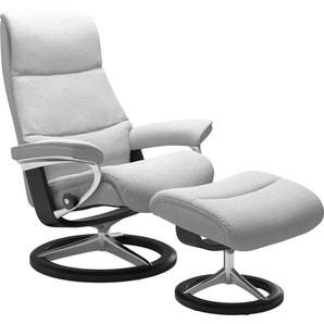 Fußhocker STRESSLESS View Hocker Gr. B/H/T: 57cm x 43cm x 47cm, ROHLEDER Stoff Q2 FARON, Cross Base Schwarz, grau (light grey q2 faron) Fußhocker mit Signature Base,Gestell Schwarz