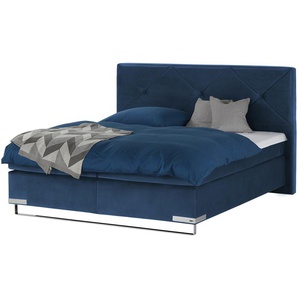 Gallery M Boxspringbett Standardversion Dubai ¦ blau ¦ Maße (cm): B: 217 H: 124