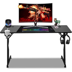 Gaming Schreibtisch 140x60cm Gaming Tisch mit Mauspad Computertisch aus Stahl + mdf, ohne led, Z-förmige - Hengda