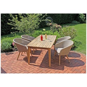 Garden Pleasure Garten-Essgruppe OAKLAND, (5-tlg., 1x Tisch, 4x Sessel), robustes Tischdesign