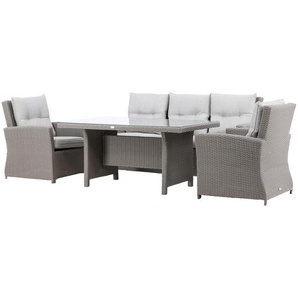 Gardenson Dining-Loungeset, Grau, Kunststoff, 2-teilig, einzeln stellbar, rund, UV-beständig, Loungemöbel, Loungemöbel-Sets