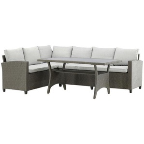 Gardenson Dining-Loungeset, Grau, Kunststoff, 2-teilig, L-Form, UV-beständig, Loungemöbel, Loungemöbel-Sets